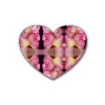 Pink Gladiolus Flowers Drink Coasters (Heart) Front