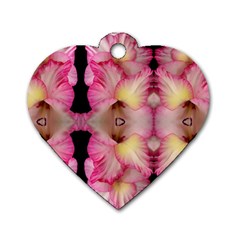 Pink Gladiolus Flowers Dog Tag Heart (one Sided) 