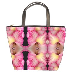 Pink Gladiolus Flowers Bucket Handbag by Artist4God