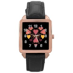 Love Collage Rose Gold Leather Watch 