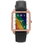 Rainbow Rose Gold Leather Watch  Front