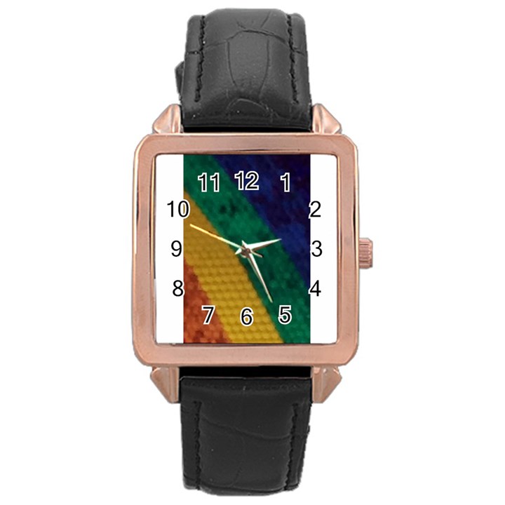 Rainbow Rose Gold Leather Watch 