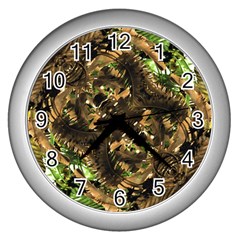 Artificial Tribal Jungle Print Wall Clock (silver) by dflcprints