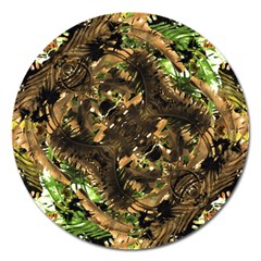 Artificial Tribal Jungle Print Magnet 5  (round) by dflcprints