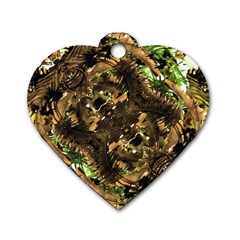 Artificial Tribal Jungle Print Dog Tag Heart (one Sided)  by dflcprints