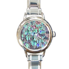 Colored Pencil Tree Leaves Drawing Round Italian Charm Watch