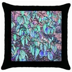 Colored Pencil Tree Leaves Drawing Black Throw Pillow Case Front