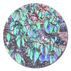 Colored Pencil Tree Leaves Drawing Magnet 5  (round) by LokisStuffnMore