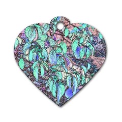 Colored Pencil Tree Leaves Drawing Dog Tag Heart (one Sided)  by LokisStuffnMore