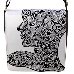 Abstract Face Flap Closure Messenger Bag (small)