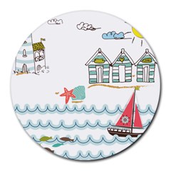 Summer Holiday 8  Mouse Pad (round) by whitemagnolia