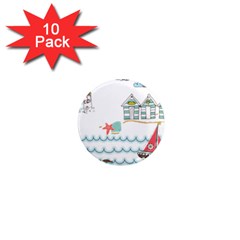 Summer Holiday 1  Mini Button Magnet (10 Pack)