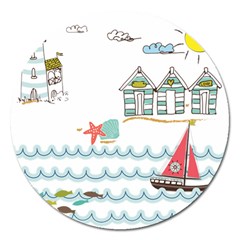 Summer Holiday Magnet 5  (round) by whitemagnolia