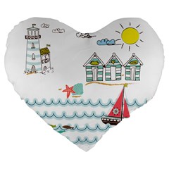 Summer Holiday 19  Premium Heart Shape Cushion by whitemagnolia