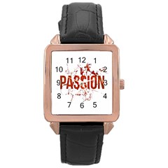 Passion And Lust Grunge Design Rose Gold Leather Watch  by dflcprints