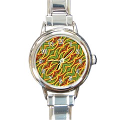 Tropical Colors Abstract Geometric Print Round Italian Charm Watch by dflcprints