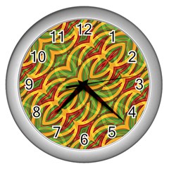 Tropical Colors Abstract Geometric Print Wall Clock (silver)