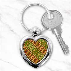 Tropical Colors Abstract Geometric Print Key Chain (heart)