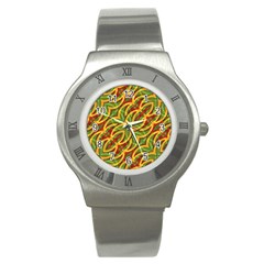 Tropical Colors Abstract Geometric Print Stainless Steel Watch (slim)