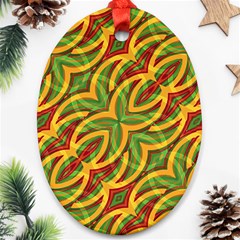 Tropical Colors Abstract Geometric Print Oval Ornament (two Sides)