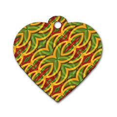 Tropical Colors Abstract Geometric Print Dog Tag Heart (two Sided) by dflcprints