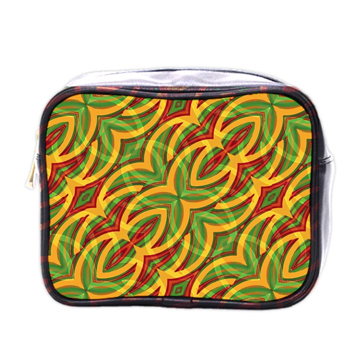 Tropical Colors Abstract Geometric Print Mini Travel Toiletry Bag (One Side)