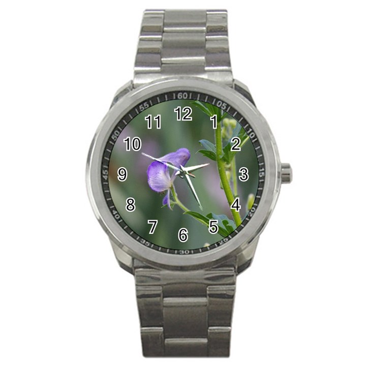 purple flowers Sport Metal Watch