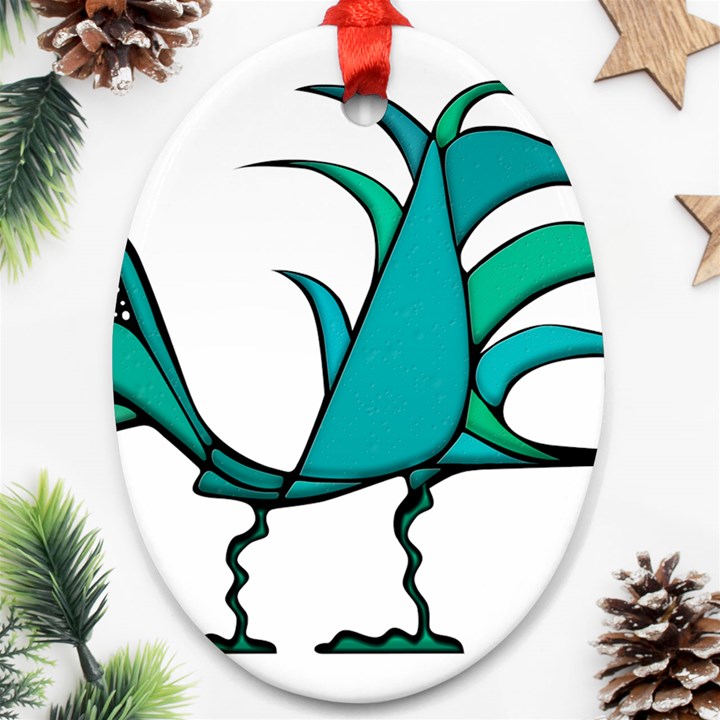 Fantasy Bird Oval Ornament (Two Sides)