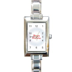 Halftone Circle With Squares Rectangular Italian Charm Watch by rizovdesign