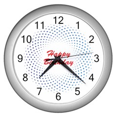 Halftone Circle With Squares Wall Clock (silver)