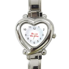 Halftone Circle With Squares Heart Italian Charm Watch 