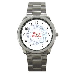 Halftone Circle With Squares Sport Metal Watch