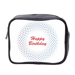 Halftone Circle With Squares Mini Travel Toiletry Bag (two Sides)