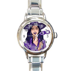 Purple Witch Round Italian Charm Watch by FunWithFibro