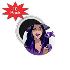 Purple Witch 1 75  Button Magnet (10 Pack) by FunWithFibro