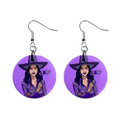 Purple Witch Mini Button Earrings by FunWithFibro