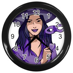 Purple Witch Wall Clock (black)