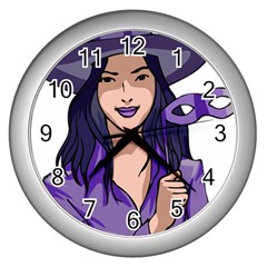 Purple Witch Wall Clock (silver)