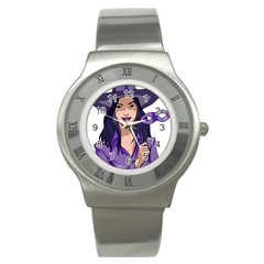 Purple Witch Stainless Steel Watch (slim) by FunWithFibro