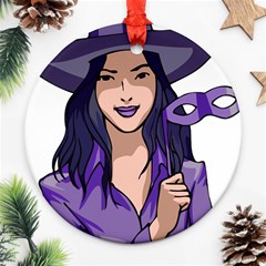 Purple Witch Round Ornament (two Sides)