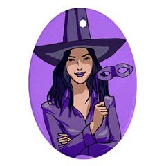 Purple Witch Oval Ornament (two Sides)