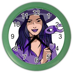 Purple Witch Wall Clock (color) by FunWithFibro