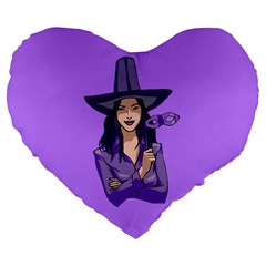 Purple Witch 19  Premium Heart Shape Cushion by FunWithFibro