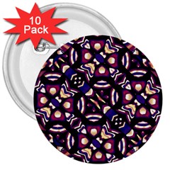 Colorful Tribal Pattern Print 3  Button (10 Pack) by dflcprints