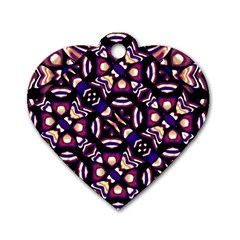 Colorful Tribal Pattern Print Dog Tag Heart (one Sided) 