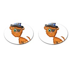 Pirate Cat  Cufflinks (oval)