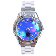 Love In Action, Pink, Purple, Blue Heartbeat 10000x7500 Stainless Steel Watch by DianeClancy