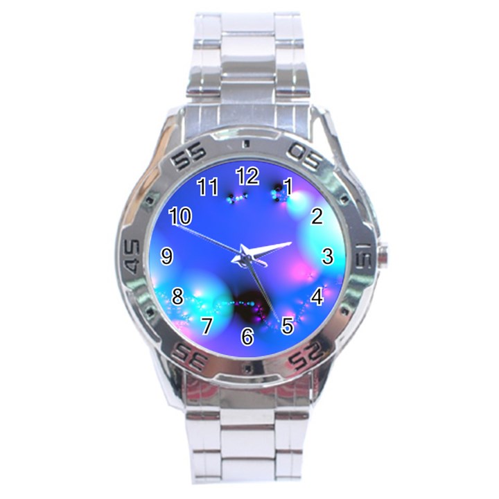 Love In Action, Pink, Purple, Blue Heartbeat 10000x7500 Stainless Steel Watch