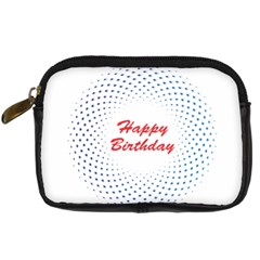 Halftone Circle With Squares Digital Camera Leather Case