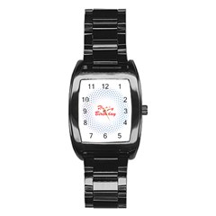 Halftone Circle With Squares Stainless Steel Barrel Watch